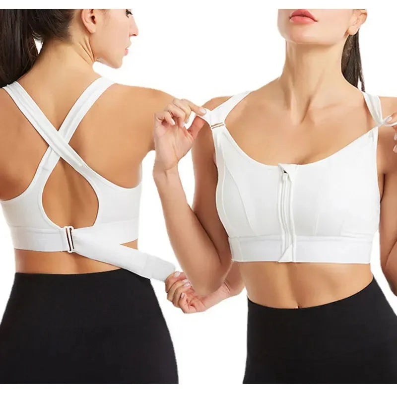 No. 8 Sports Bra, Front Zipper, Shockproof, Adjustable, High Impact Strap, Extended Sizes Available
