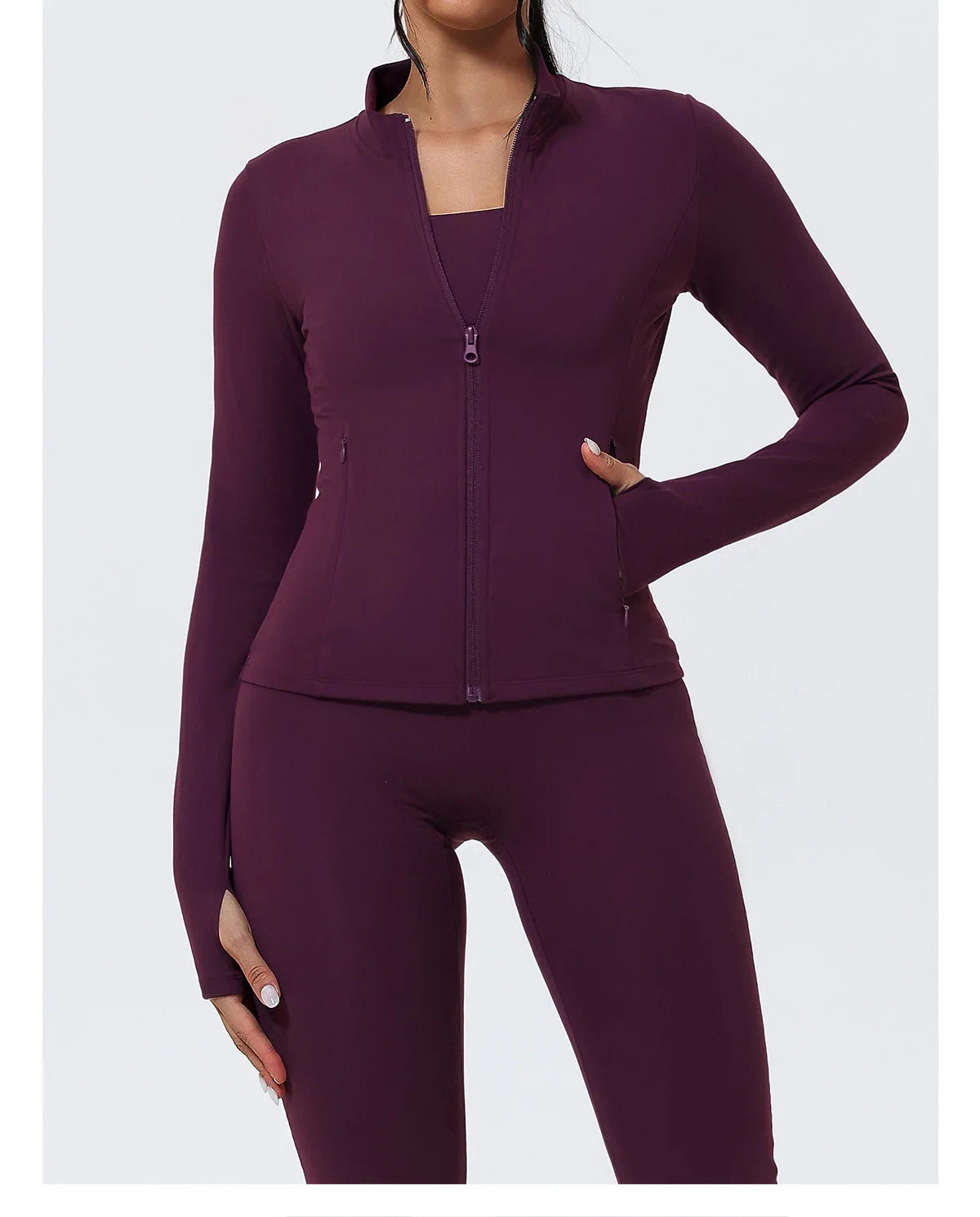 No. 6 Jacket, Deep Front Pockets, Full Zip, O Collar, Thumb Holes, Dry Fit, Smoothing Back