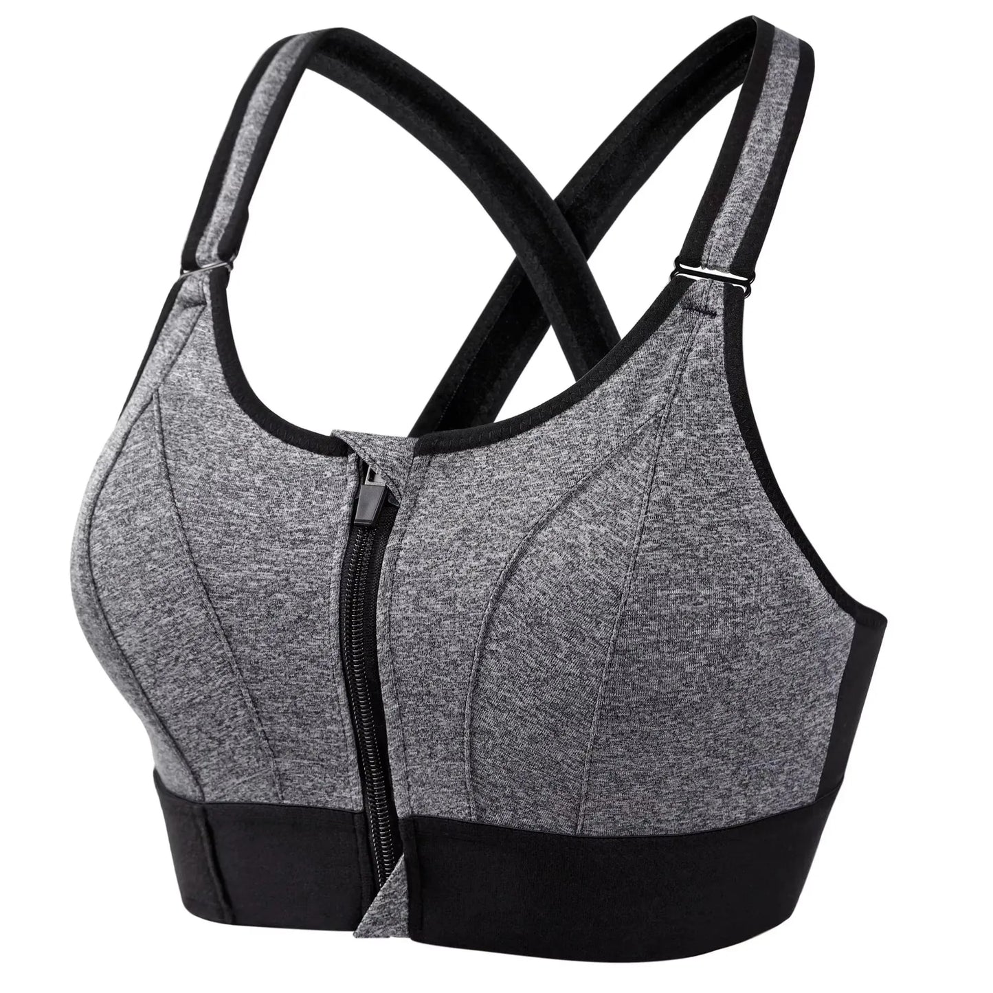 No. 8 Sports Bra, Front Zipper, Shockproof, Adjustable, High Impact Strap, Extended Sizes Available
