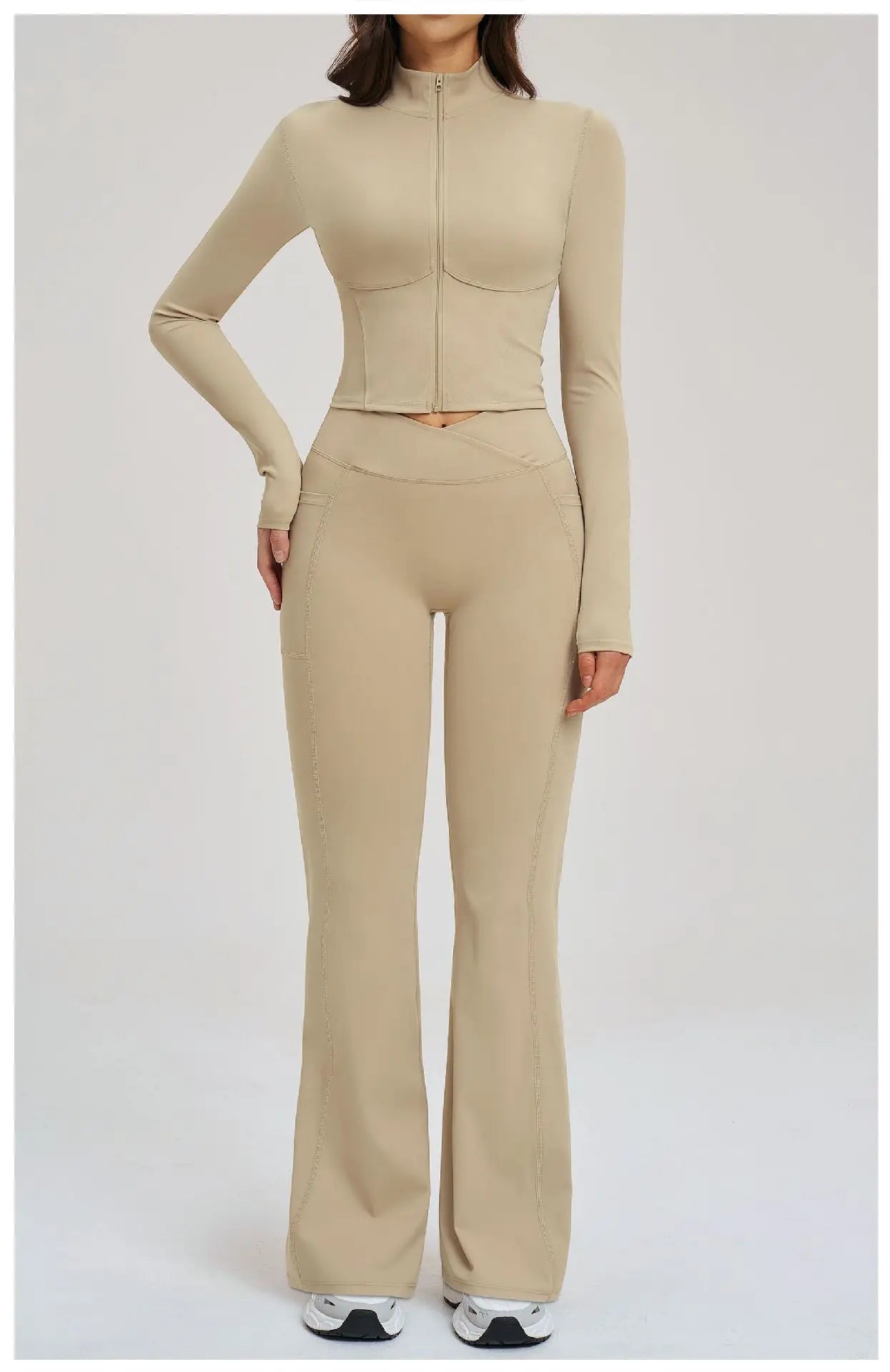 No. 8 Jacket, 2PC, Cropped, Corset, Jacket With Crossover, High-Waist Flared Legging