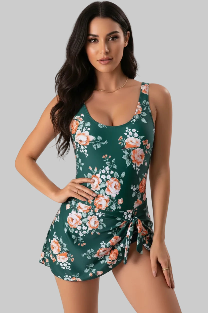 No. 2 Swimsuit, 1 PC, Scoop Neck, Faux Wrap Skirt, Full Coverage, Size Inclusive