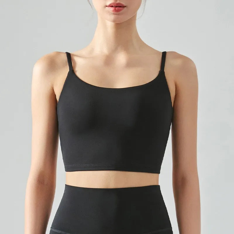No. 7 Sports Bra, Scoop Back, Cropped Tank, Built in Pads, Buttery, Smoothing Fit