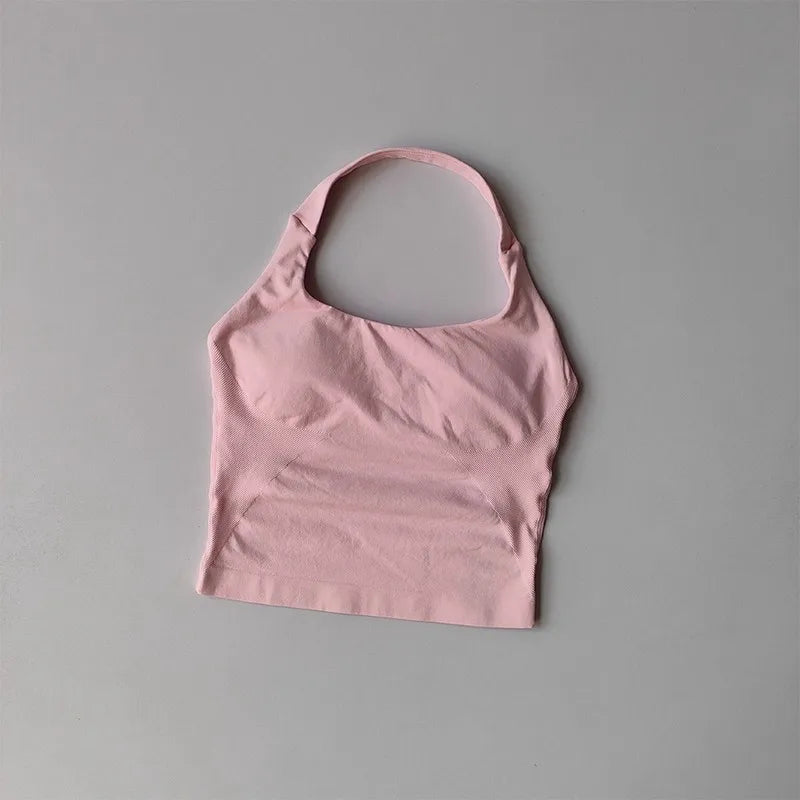 No. 2 Tank Top, Halter Cut, Bare Shoulder, Open Upper Back, Built In Bra