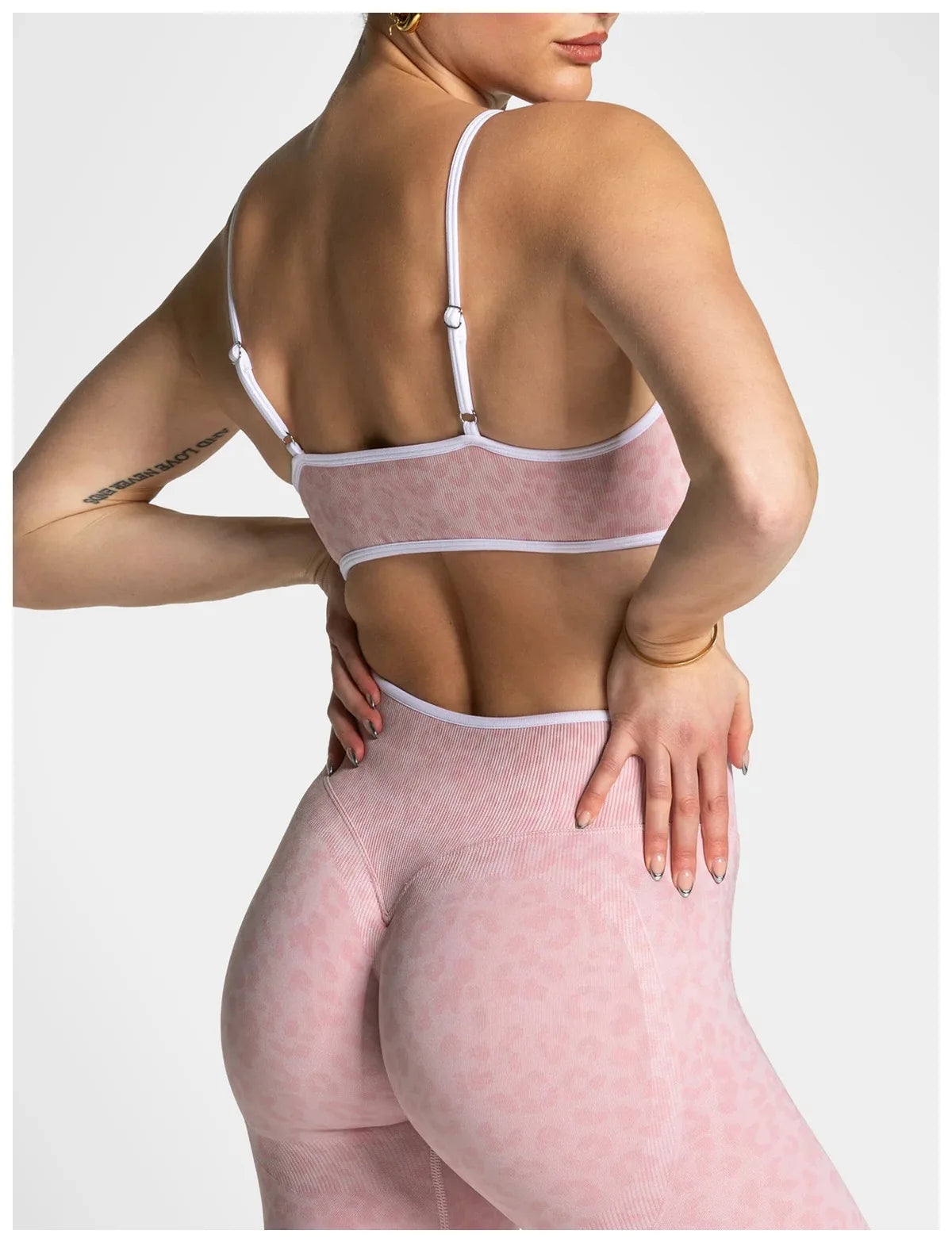 No. 1 Matching Set, Desert Leopard Performance 2 PC Set Scoop Neck Bralette, Premium Micro Ribbed, Seamless Legging