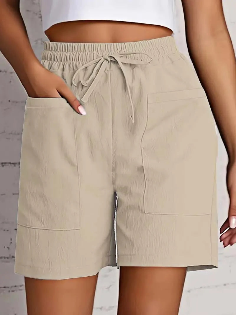 No. 2 Shorts, High-Waist, Mid-Thigh, Loose Fit, Front Flat Pockets With Draw String, Casual