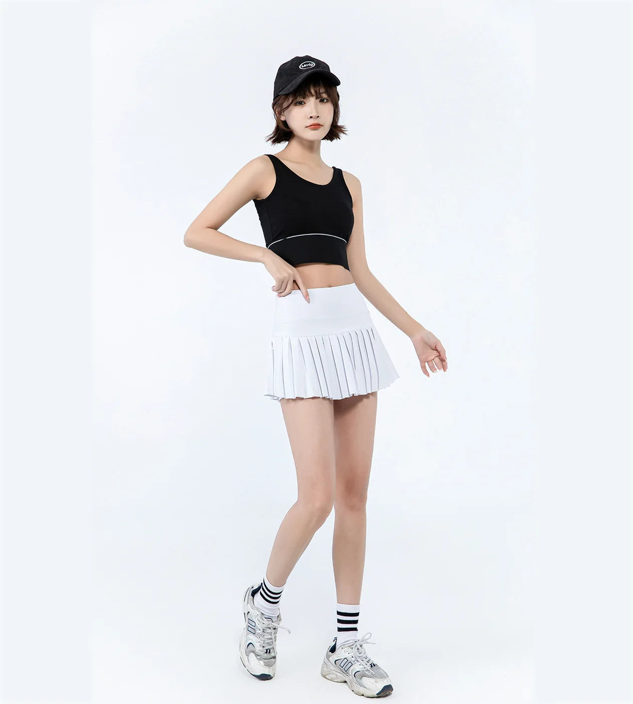 No. 7 Tennis Skirt, Wide High Waist Band, Pleated, Under Short and Pocket