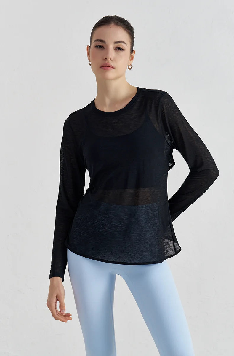 No. 1 Loungewear Top, Long Sleeve, Tear Drop Back, Loose, Yoga