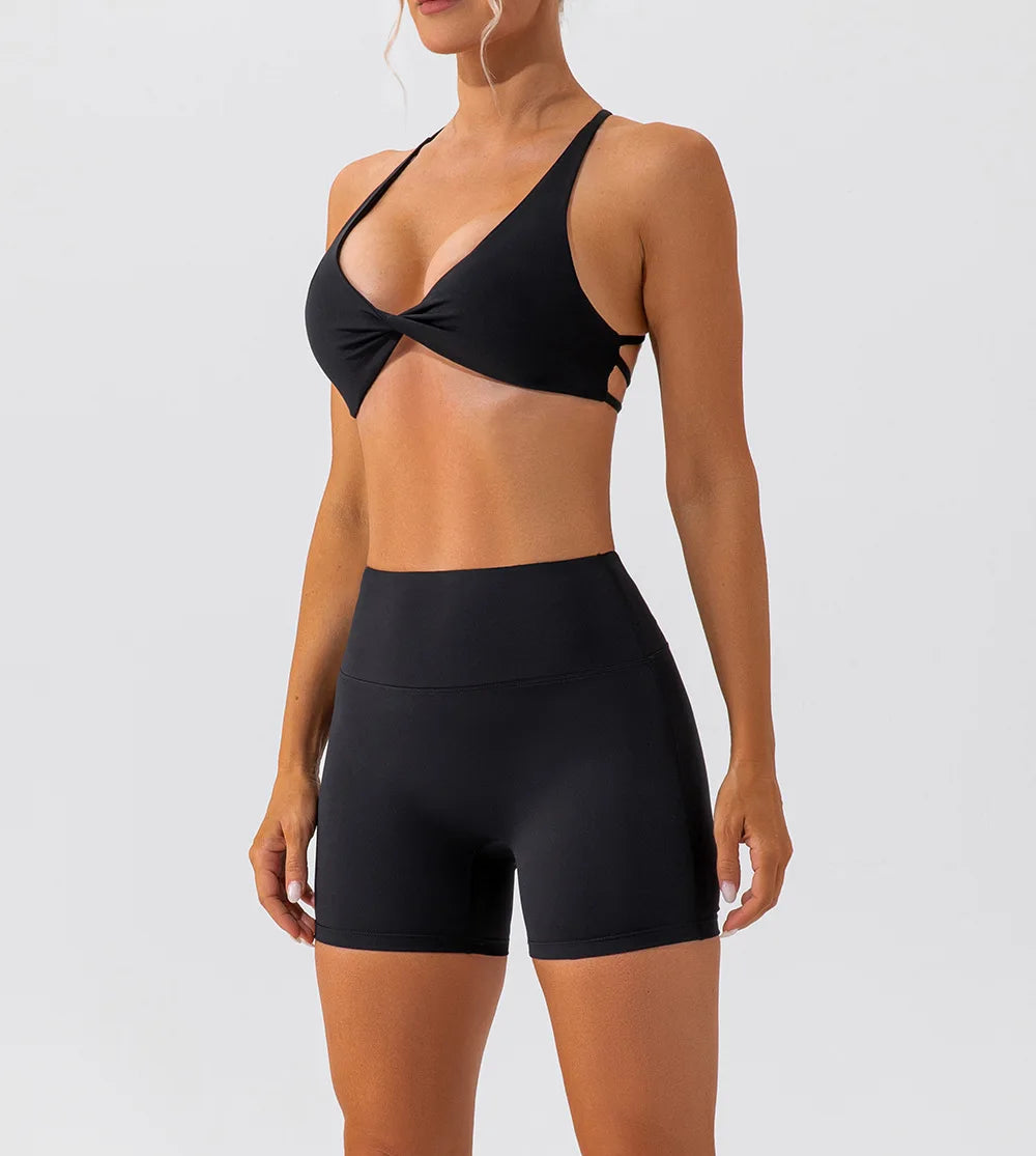 No. 1 Sports Bra, Twisted Cup Neckline, Criss Cross, Strappy Back Horizon
