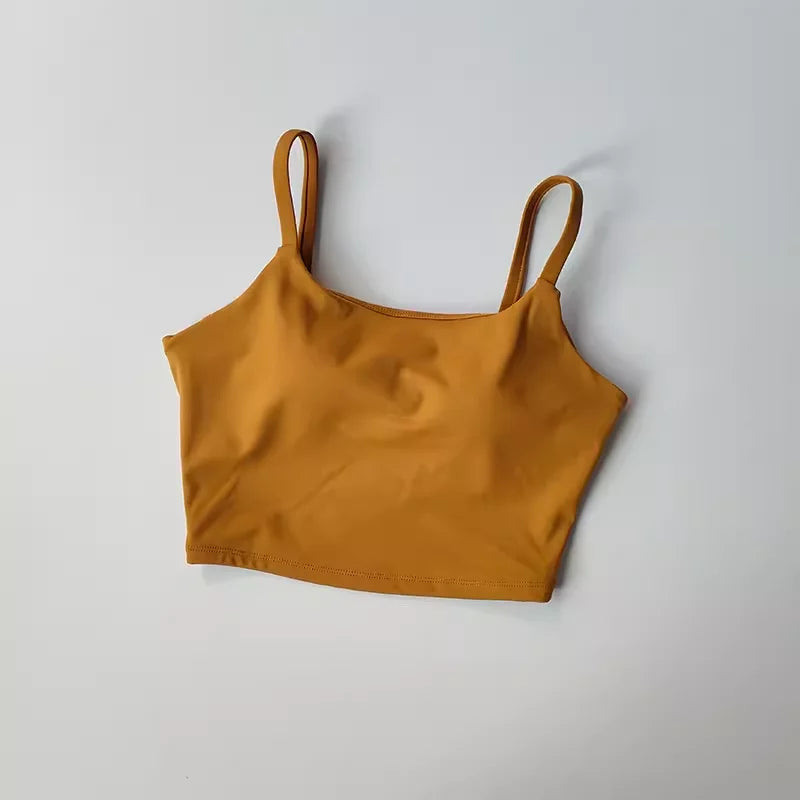 No. 7 Sports Bra, Scoop Back, Cropped Tank, Built in Pads, Buttery, Smoothing Fit