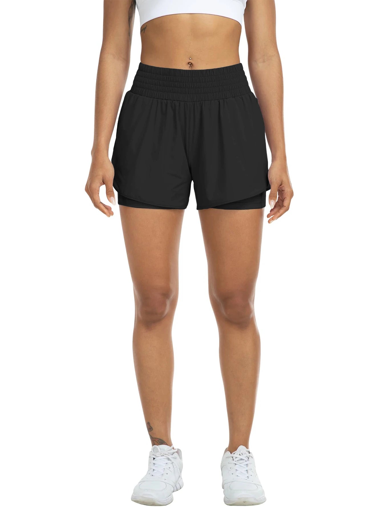 No. 1 Short, Breezy Runner, High-Waisted, Athletic, Layered Design With Under Shorts