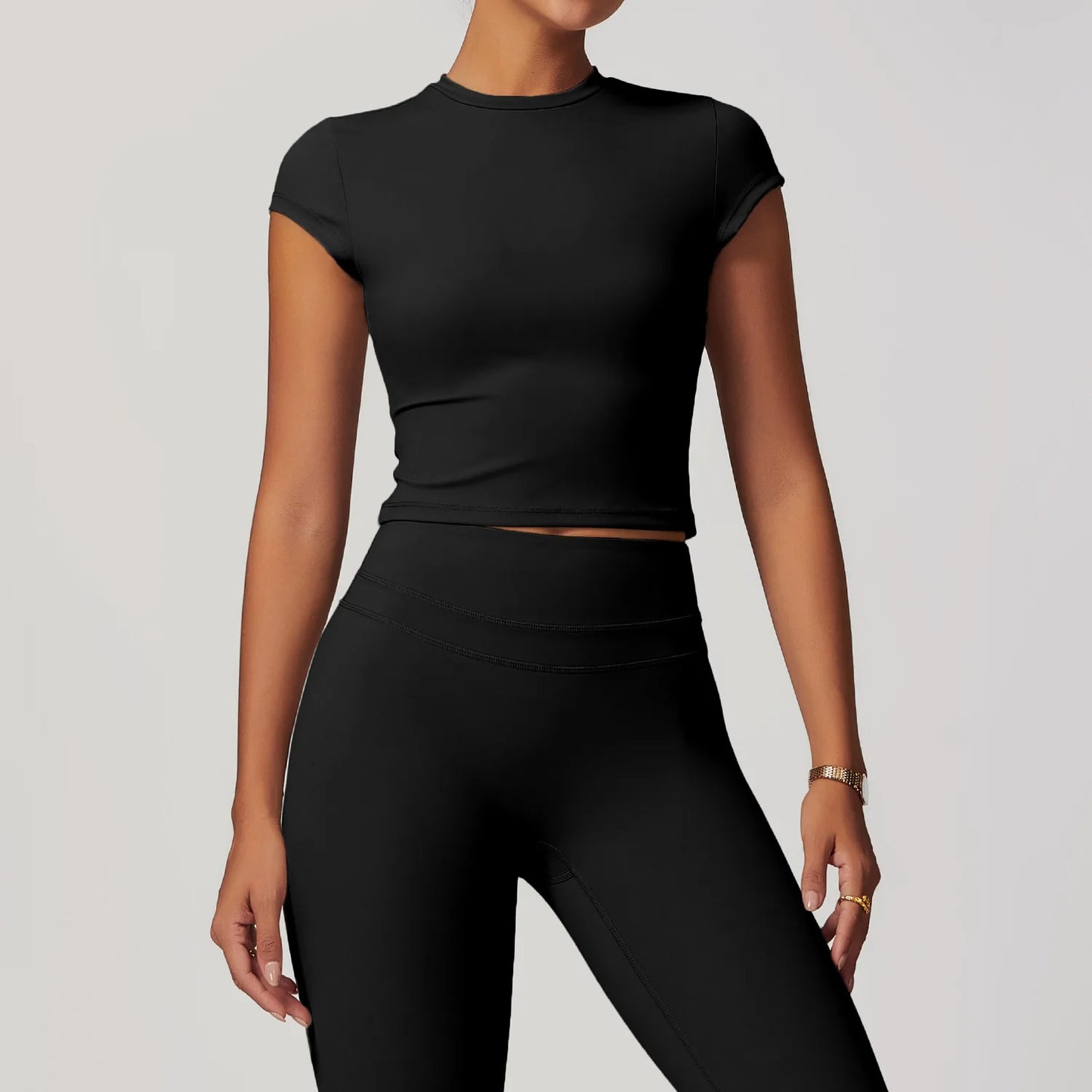 No. 2 Short Sleeve Shirt, Cross Training, Baby Doll Cut, Slim Fit, Waist Grazing Length, Dry Fit, Compressive
