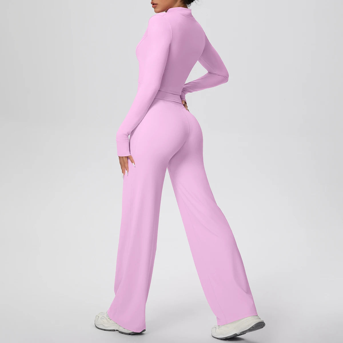 No. 1 Matching Set, 3 PC Full Zip Jacket, Halter Tank, and Wide Leg Pant