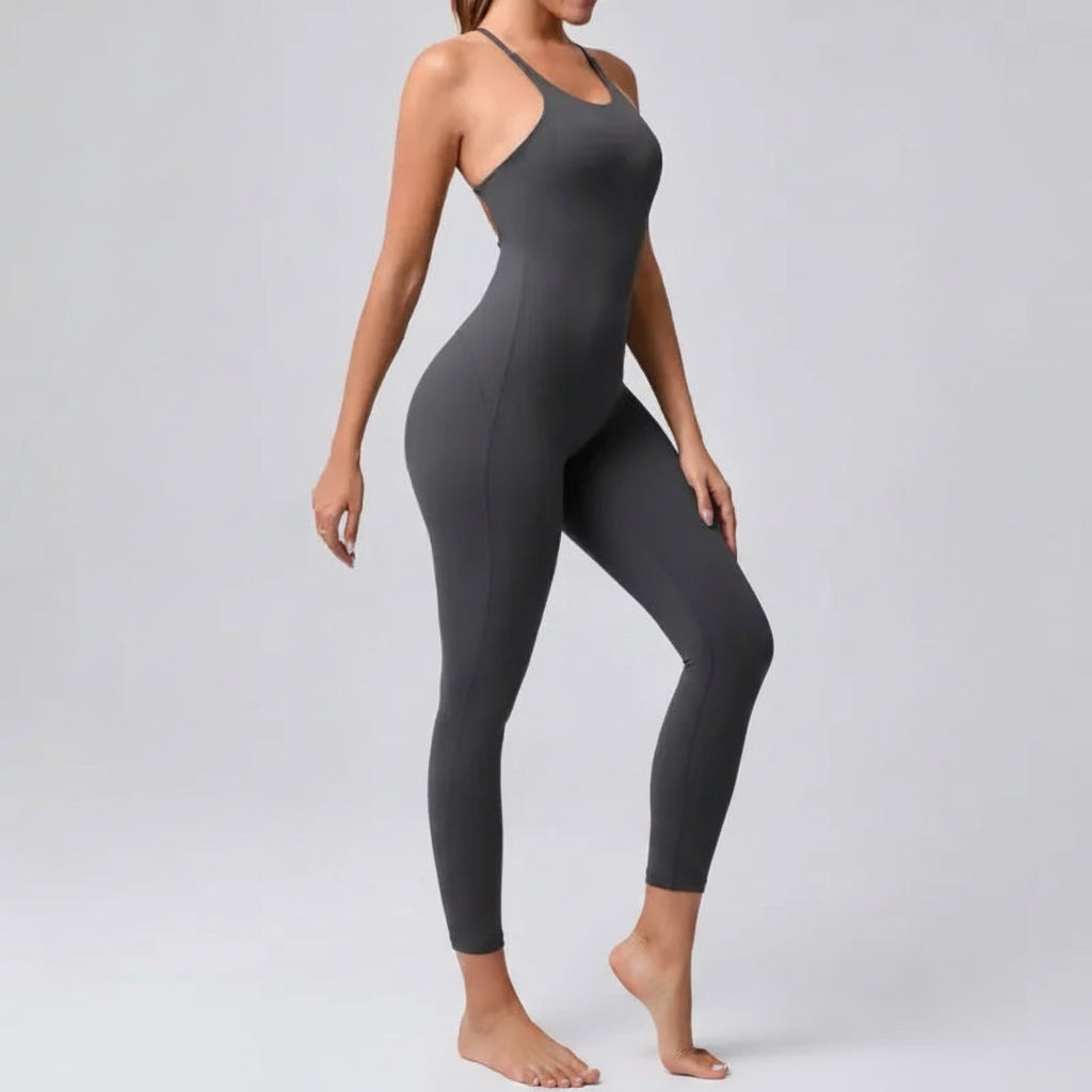 No. 4 Bodysuit, Scoop Back With Criss Cross Straps, Seamless, Full Length Legging