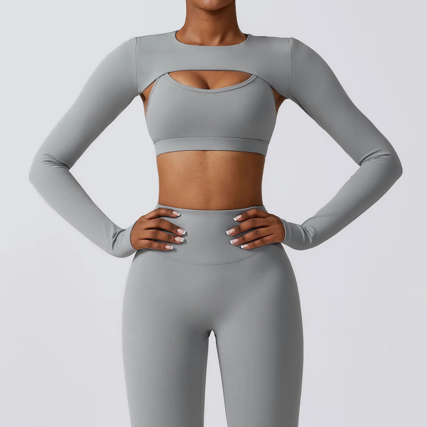 No. 3 Long Sleeve Shirt, Peekaboo Built In Bra, Cropped, Long Sleeve