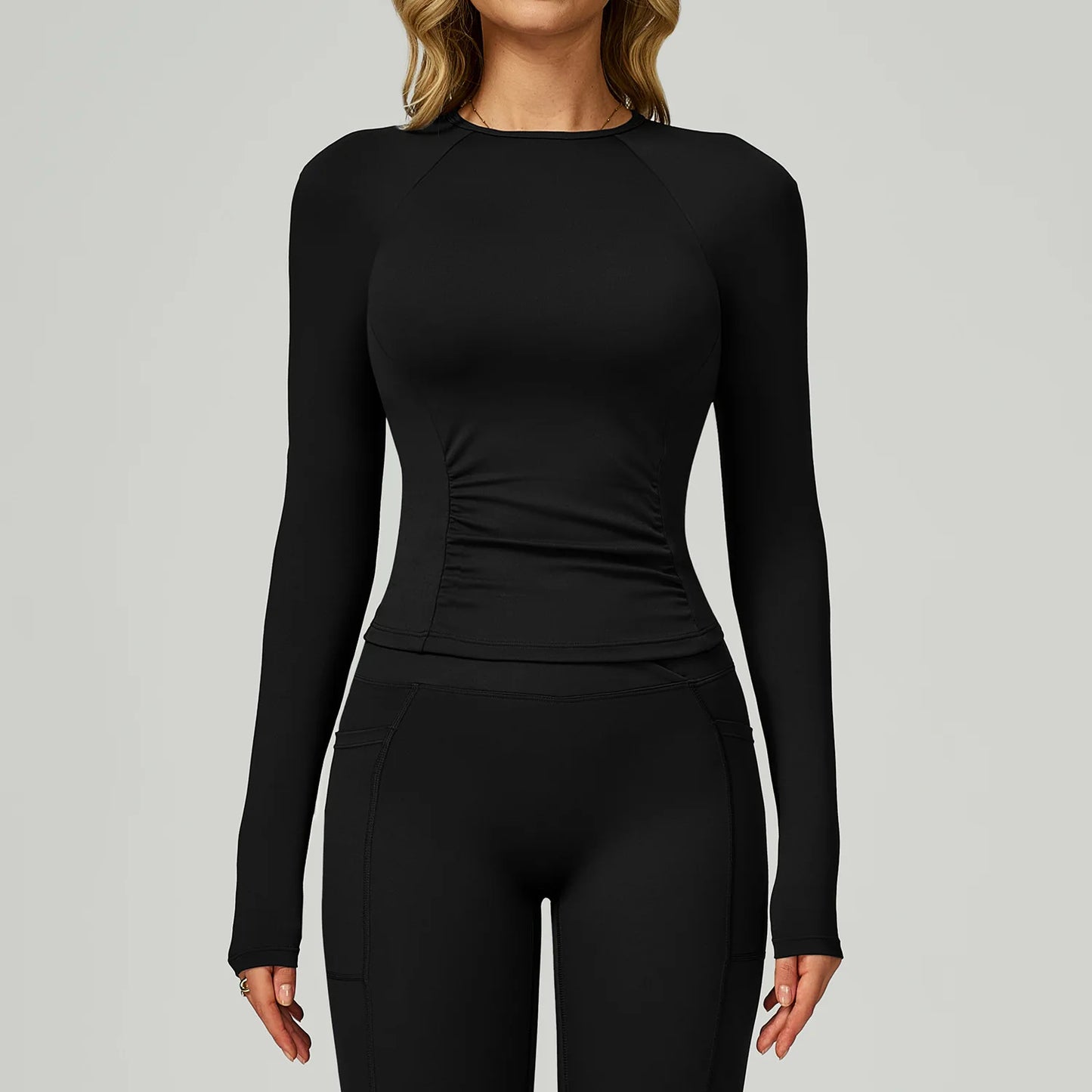 No. 6 Long Sleeve Shirt, Yummy Tummy Ruching, Athletic, Compressive, Dry Fit, Full Coverage