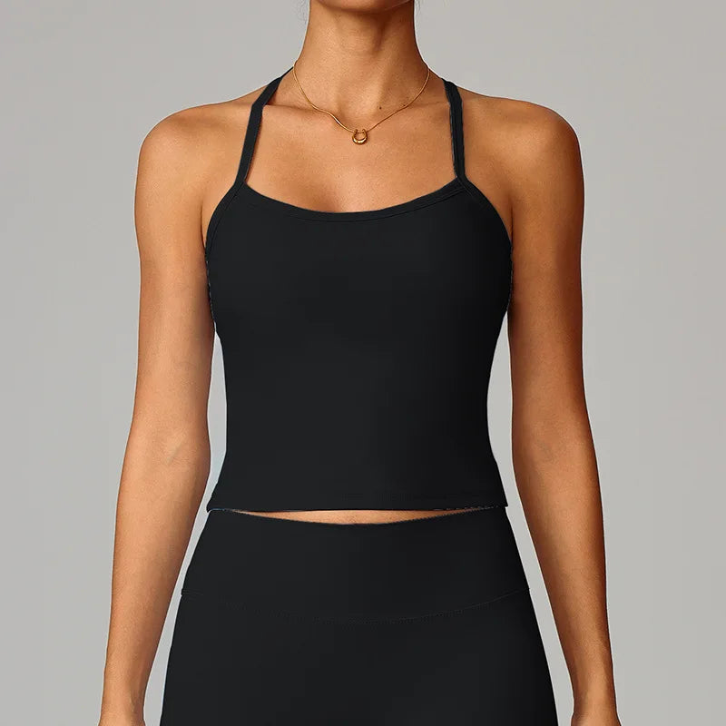 No. 7 Tank Top, Halter Cut, Thin Strap Racerback, Butter Feel, Seamless, Waist Length