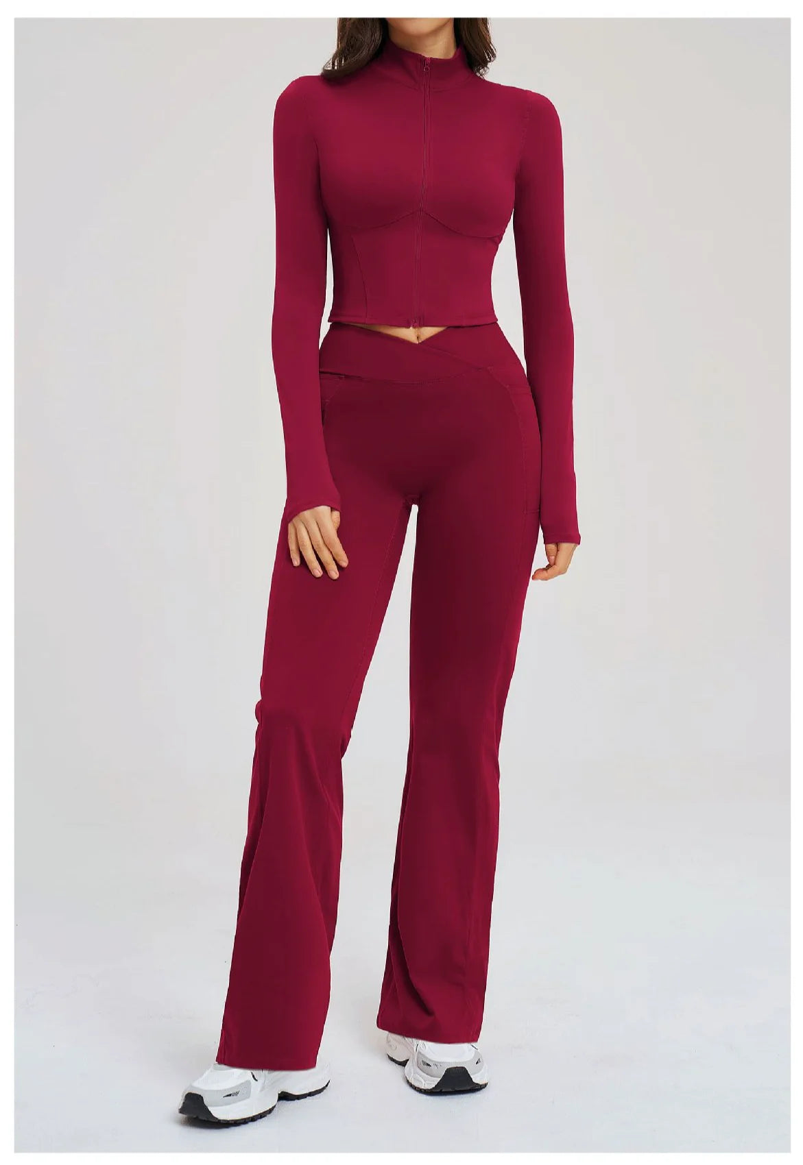 No. 8 Jacket, 2PC, Cropped, Corset, Jacket With Crossover, High-Waist Flared Legging