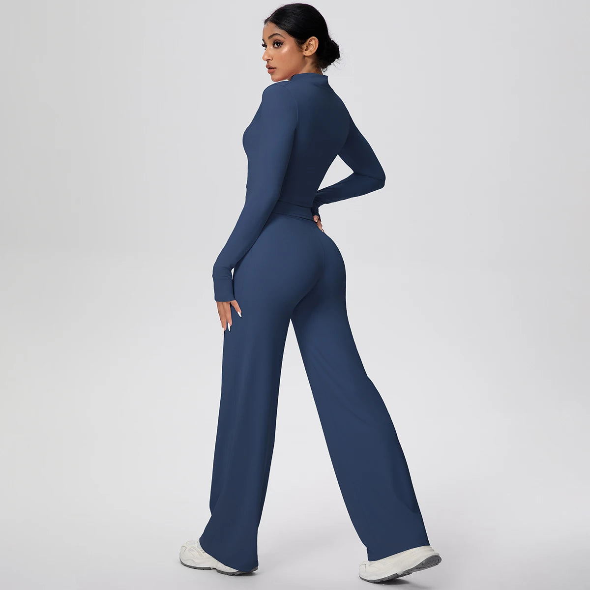 No. 1 Matching Set, 3 PC Full Zip Jacket, Halter Tank, and Wide Leg Pant