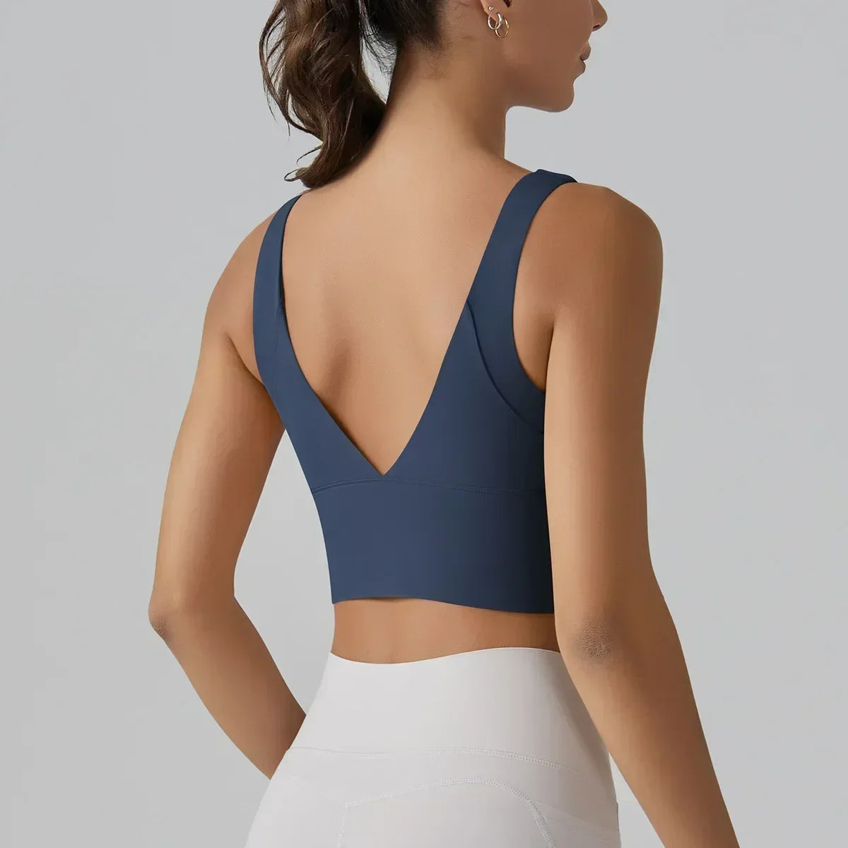 No. 4 Tank Top, Seamless, Compressive, Plunge V Back, Cropped, Running, Training