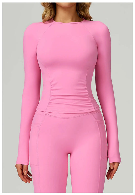 No. 6 Long Sleeve Shirt, Yummy Tummy Ruching, Athletic, Compressive, Dry Fit, Full Coverage