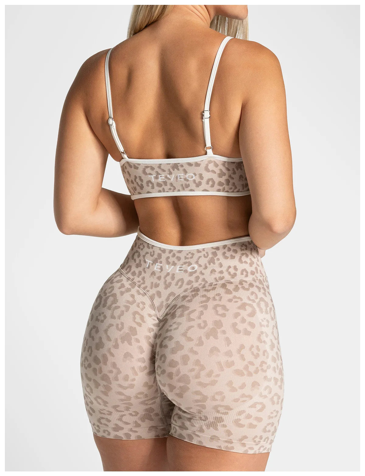 No. 1 Matching Set, Desert Leopard Performance 2 PC Set Scoop Neck Bralette, Premium Micro Ribbed, Seamless Legging