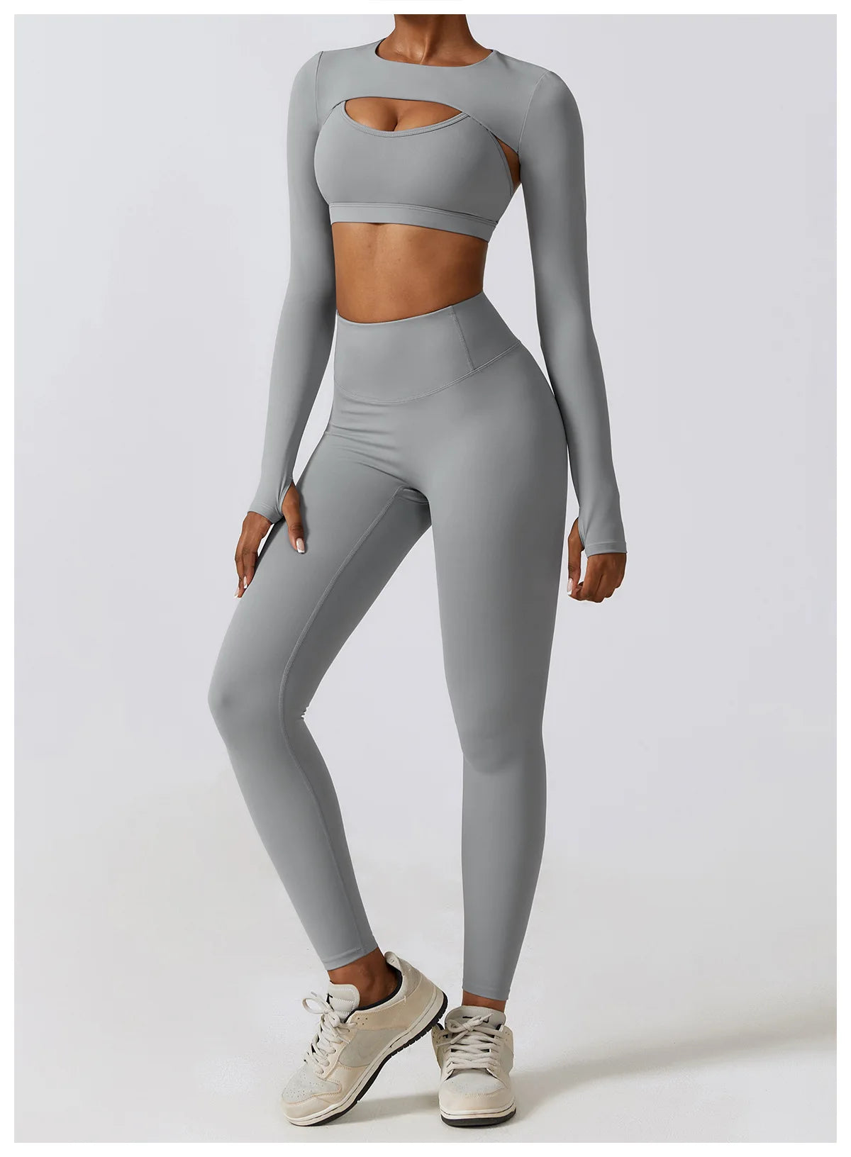 No. 3 Long Sleeve Shirt, Peekaboo Built In Bra, Cropped, Long Sleeve