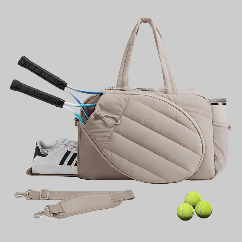 No. 3 Tote, Court-to-Studio Quilted Duffel, Dedicated Racket Storage, Separate Shoe Compartment