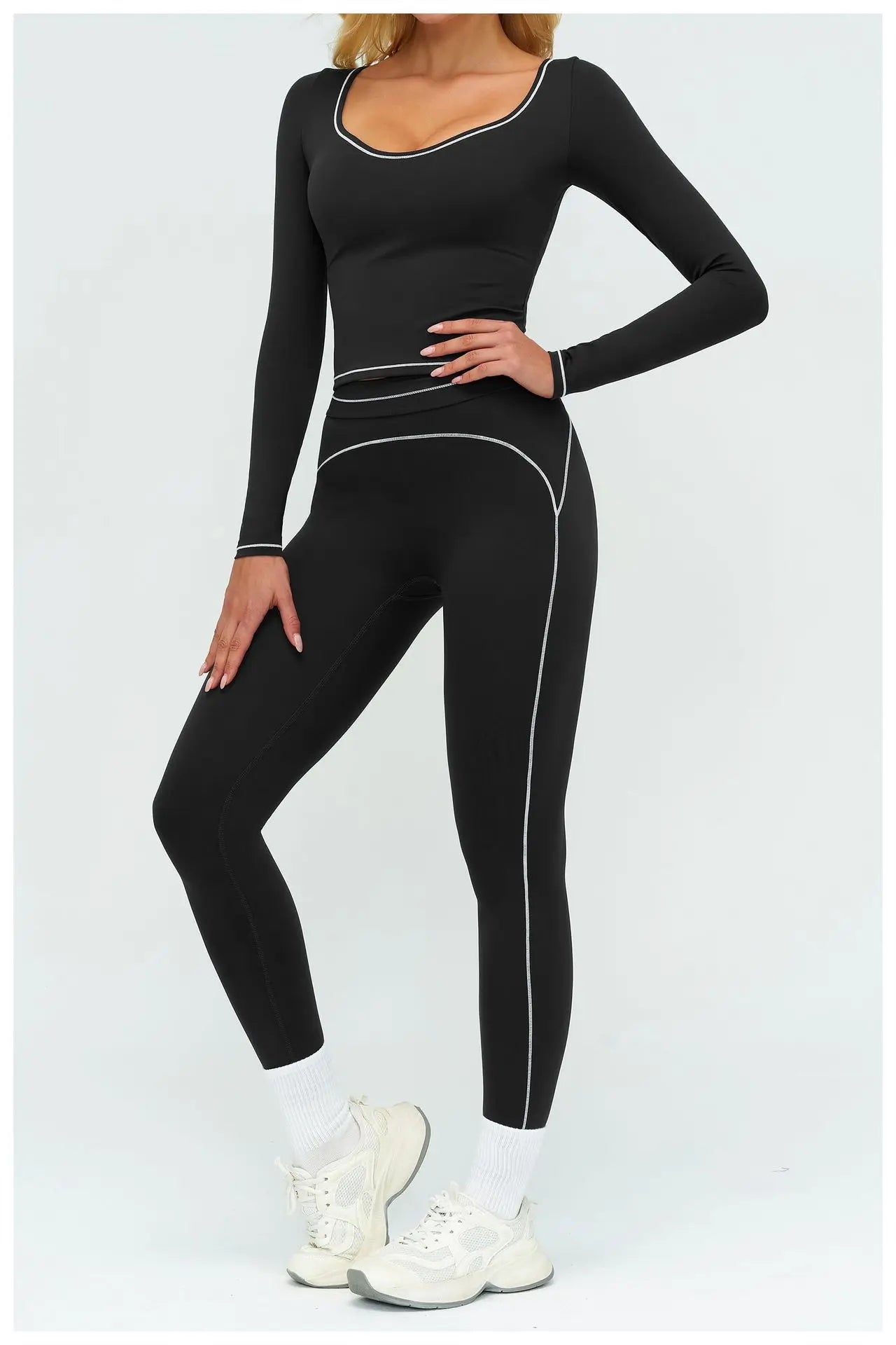 No. 7 Long Sleeve Shirt, Sweetheart Neckline, Long Sleeve, Dry Fit, Athletic