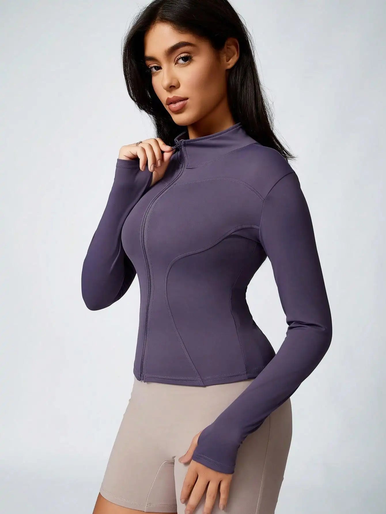 No. 3 Jacket, Hour Glass Piping, O Collar, Full Zip, Thumbholes, Athletic