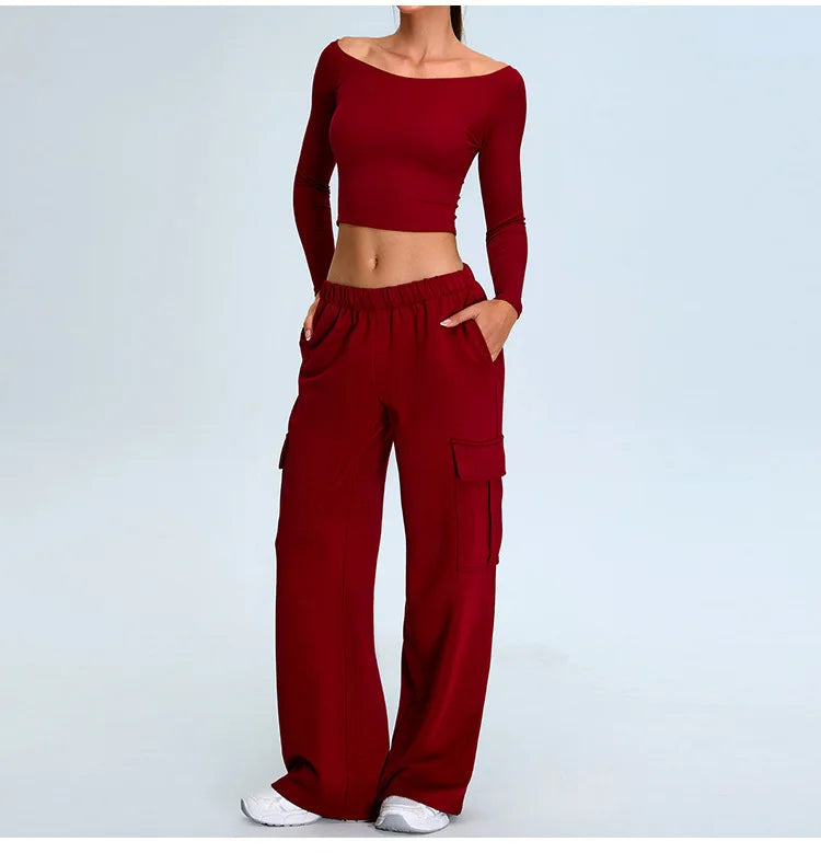 No. 2 Long Sleeve Shirt, Bare Shoulder, Boat Neckline, 4 Way Stretch, Soft Essential