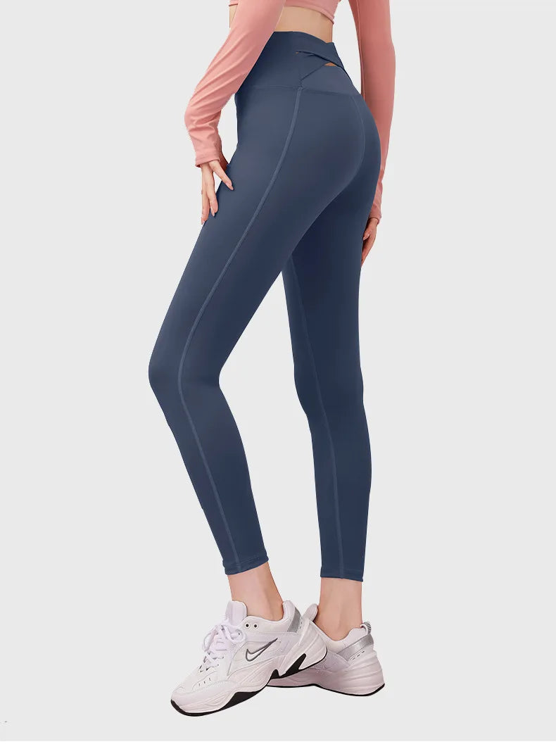 No. 4 Legging, Peekaboo Cross Back Waistband, High-Waist, Athletic, Compressive, Dry Fit
