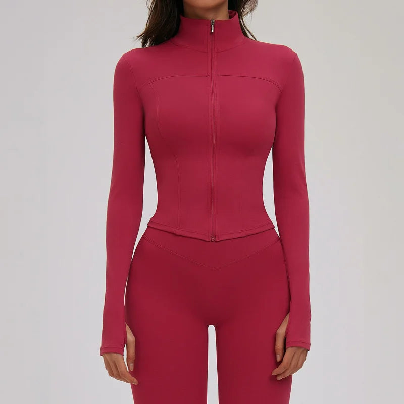 No. 5 Jacket, Convertible Collar, Structured Design, Smoothing, Long Sleeve, Full Zipper