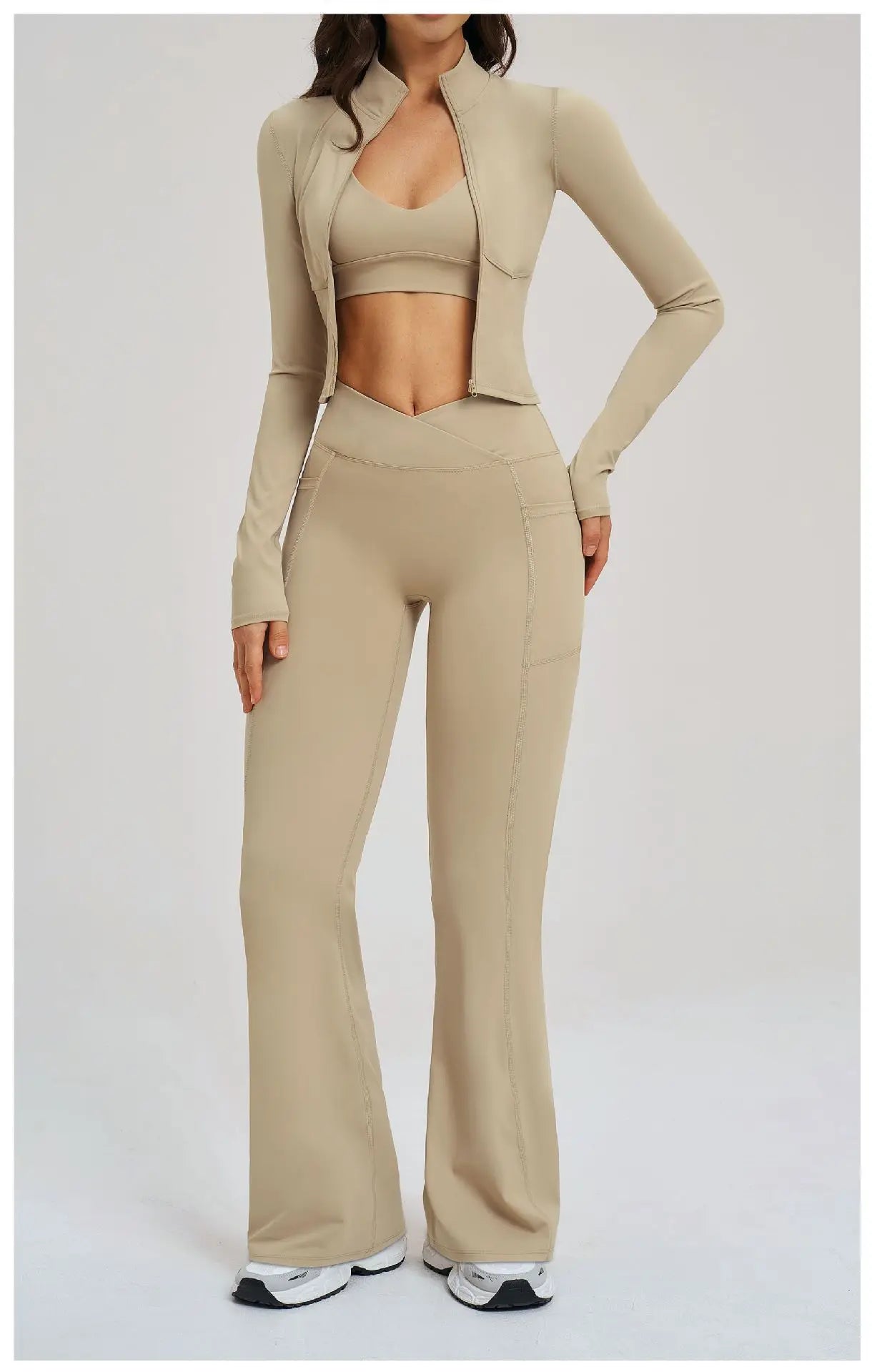 No. 8 Jacket, 2PC, Cropped, Corset, Jacket With Crossover, High-Waist Flared Legging