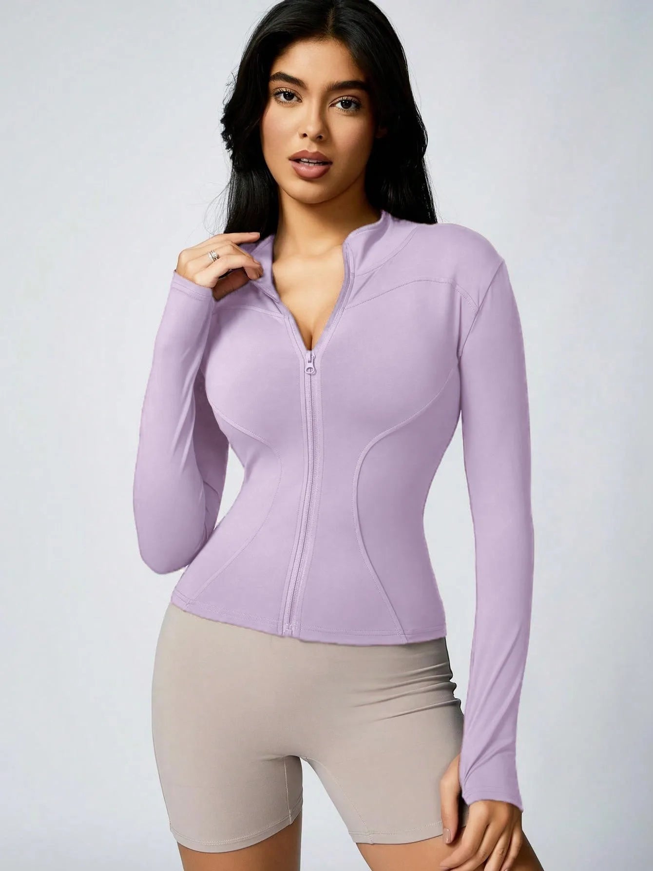 No. 3 Jacket, Hour Glass Piping, O Collar, Full Zip, Thumbholes, Athletic