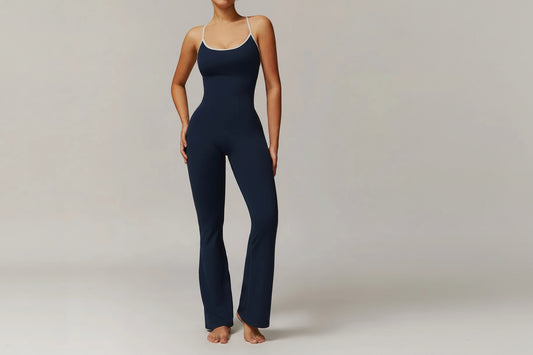 No. 5 Bodysuit, V-Back With Cross Back Straps, Flare Pant, Spaghetti Strap, Scoop Neck