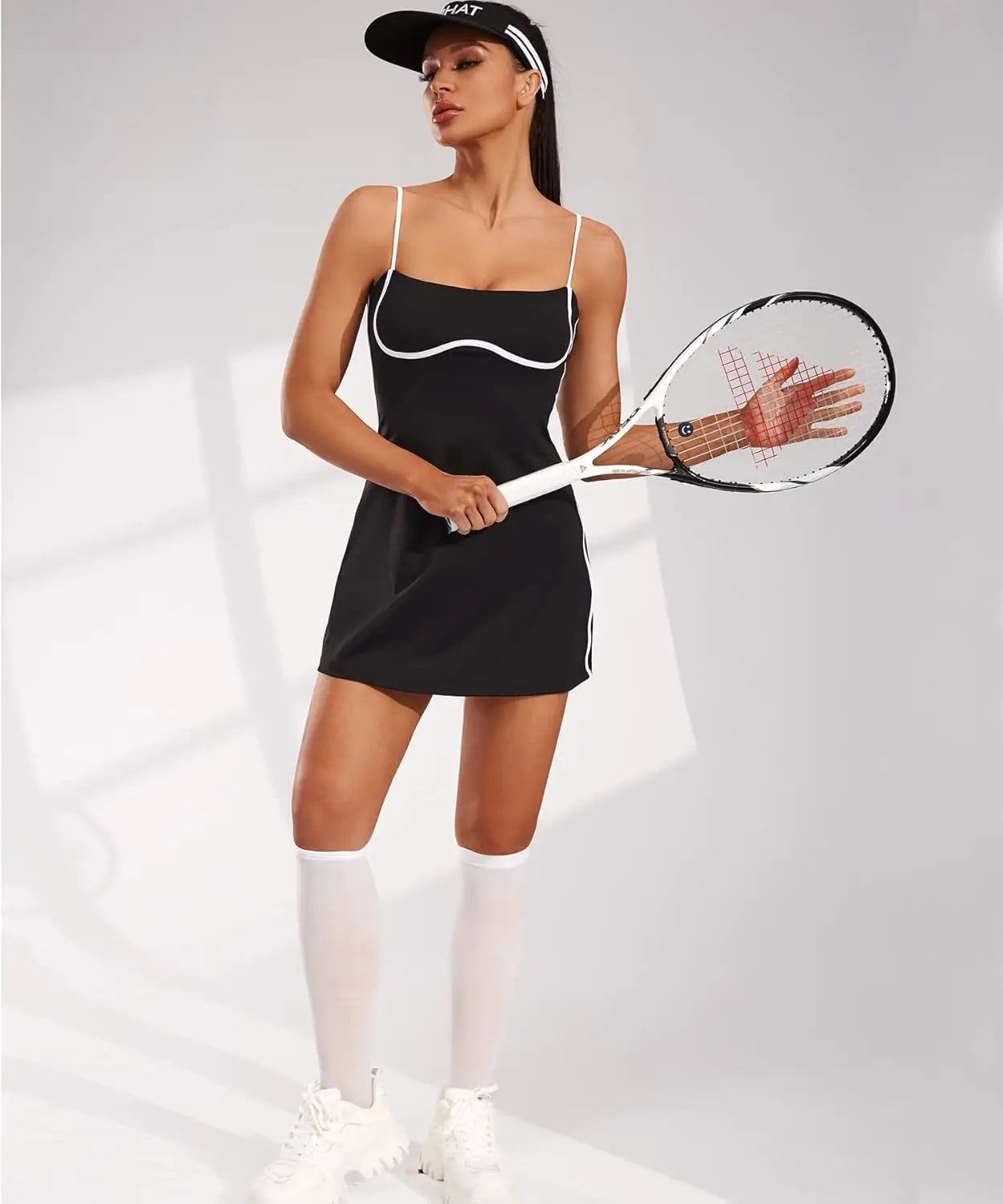 No. 3 Dress, Racing Stripe Sports Dress, Spaghetti True Fit Straps, Dry Fit