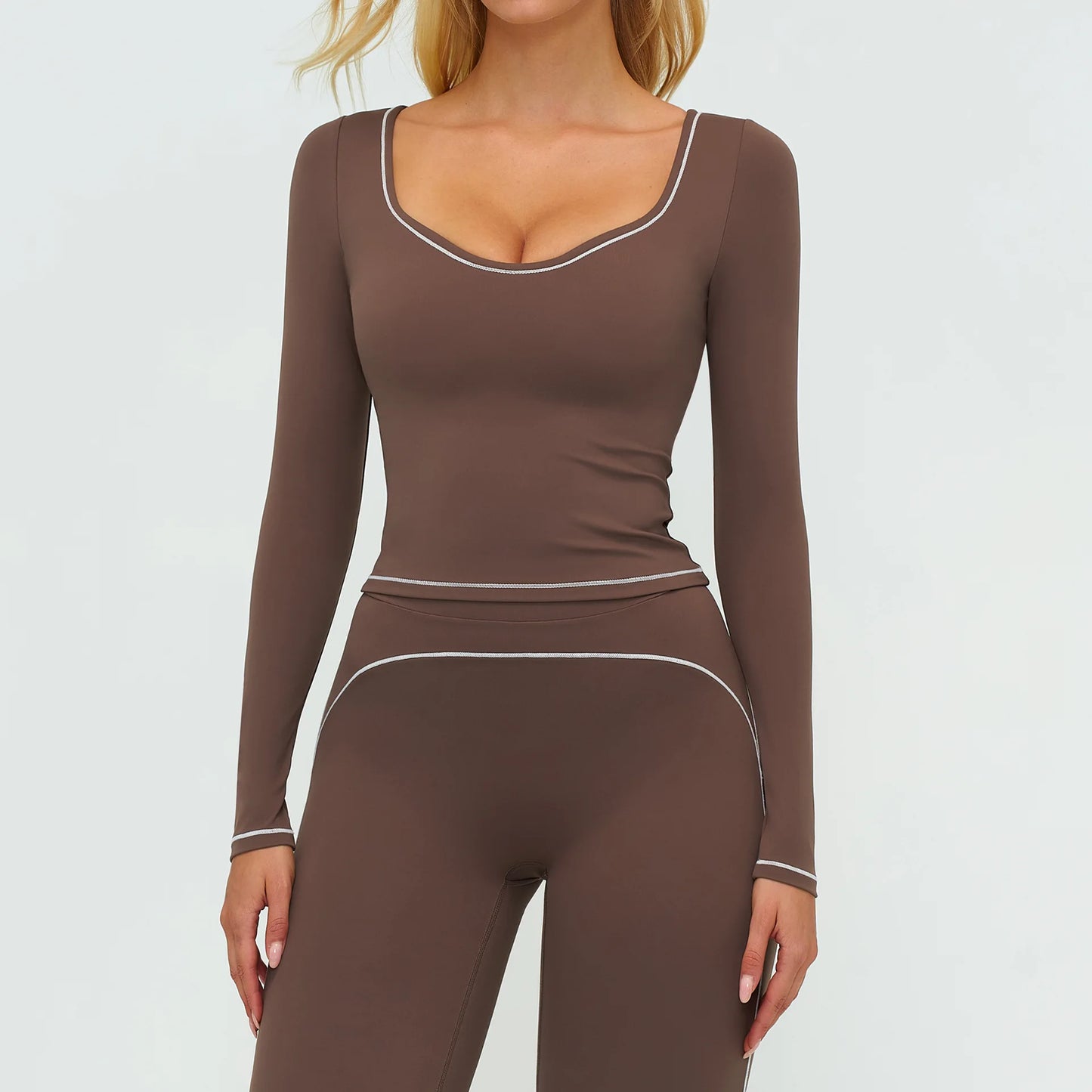 No. 7 Long Sleeve Shirt, Sweetheart Neckline, Long Sleeve, Dry Fit, Athletic