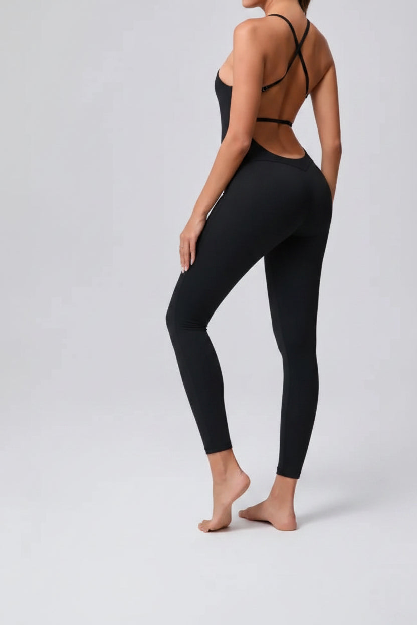 No. 4 Bodysuit, Scoop Back With Criss Cross Straps, Seamless, Full Length Legging
