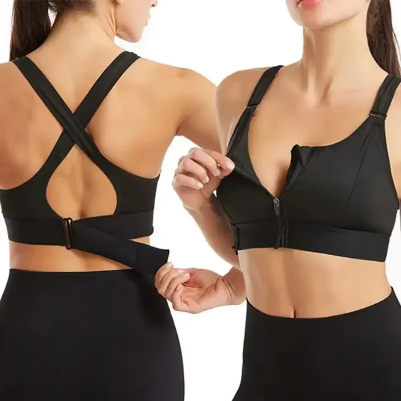 No. 8 Sports Bra, Front Zipper, Shockproof, Adjustable, High Impact Strap, Extended Sizes Available