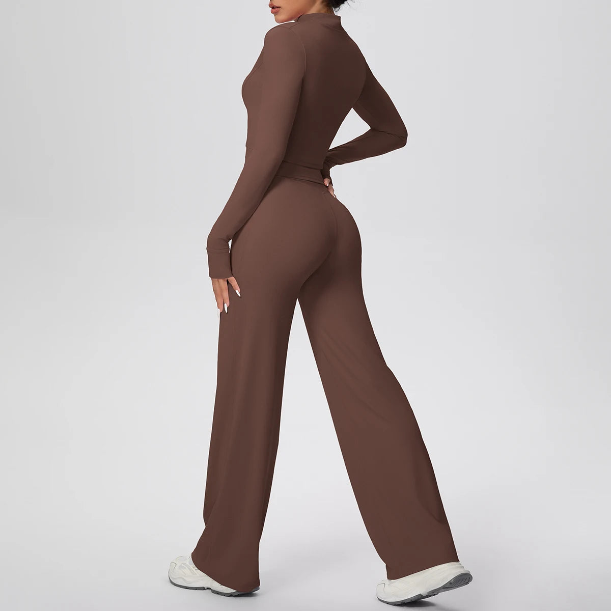 No. 1 Matching Set, 3 PC Full Zip Jacket, Halter Tank, and Wide Leg Pant