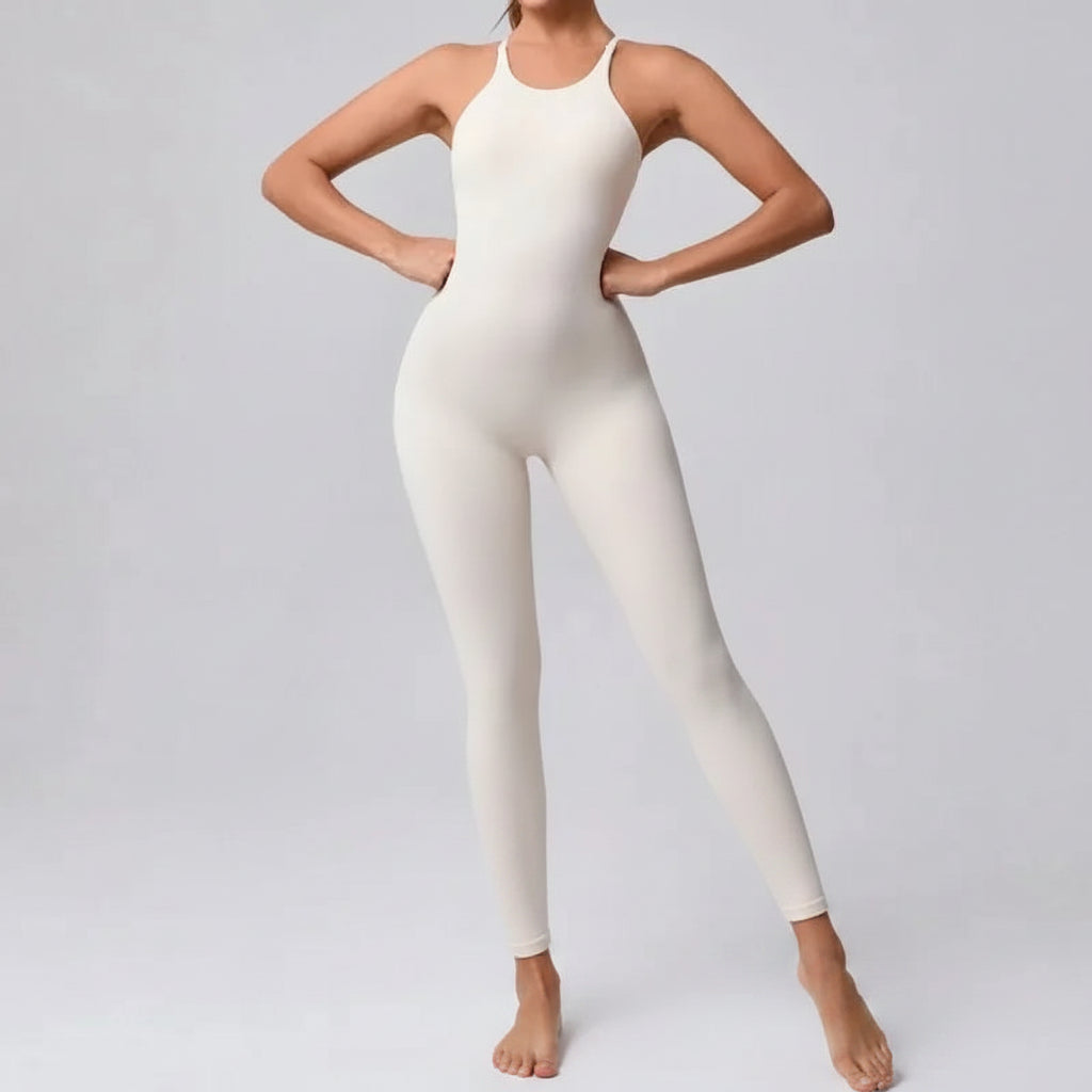 No. 4 Bodysuit, Scoop Back With Criss Cross Straps, Seamless, Full Length Legging