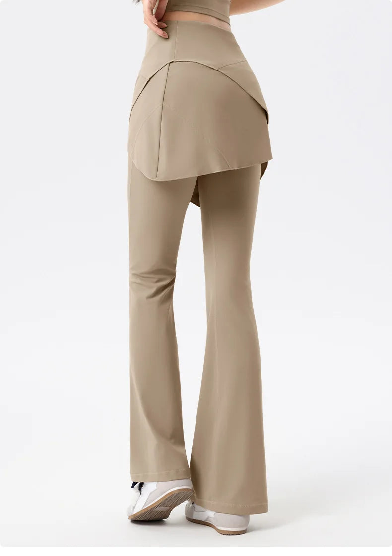 No. 8 Legging, 1 PC, Faux Wrap Skirt With Flare Legging, High-Waist, Dry Fit, Non-Restrictive, Casual