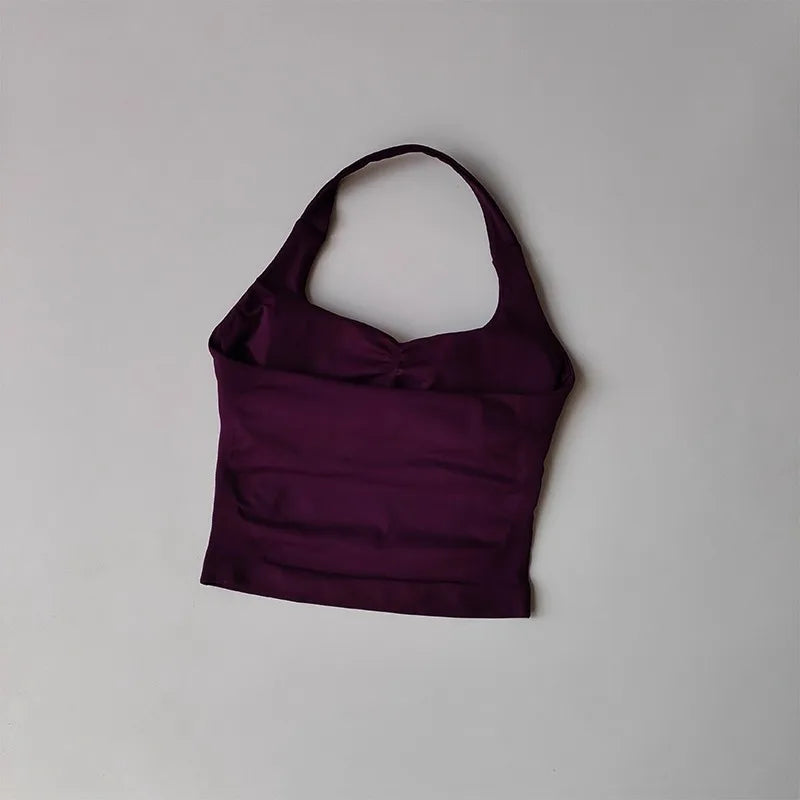 No. 2 Tank Top, Halter Cut, Bare Shoulder, Open Upper Back, Built In Bra