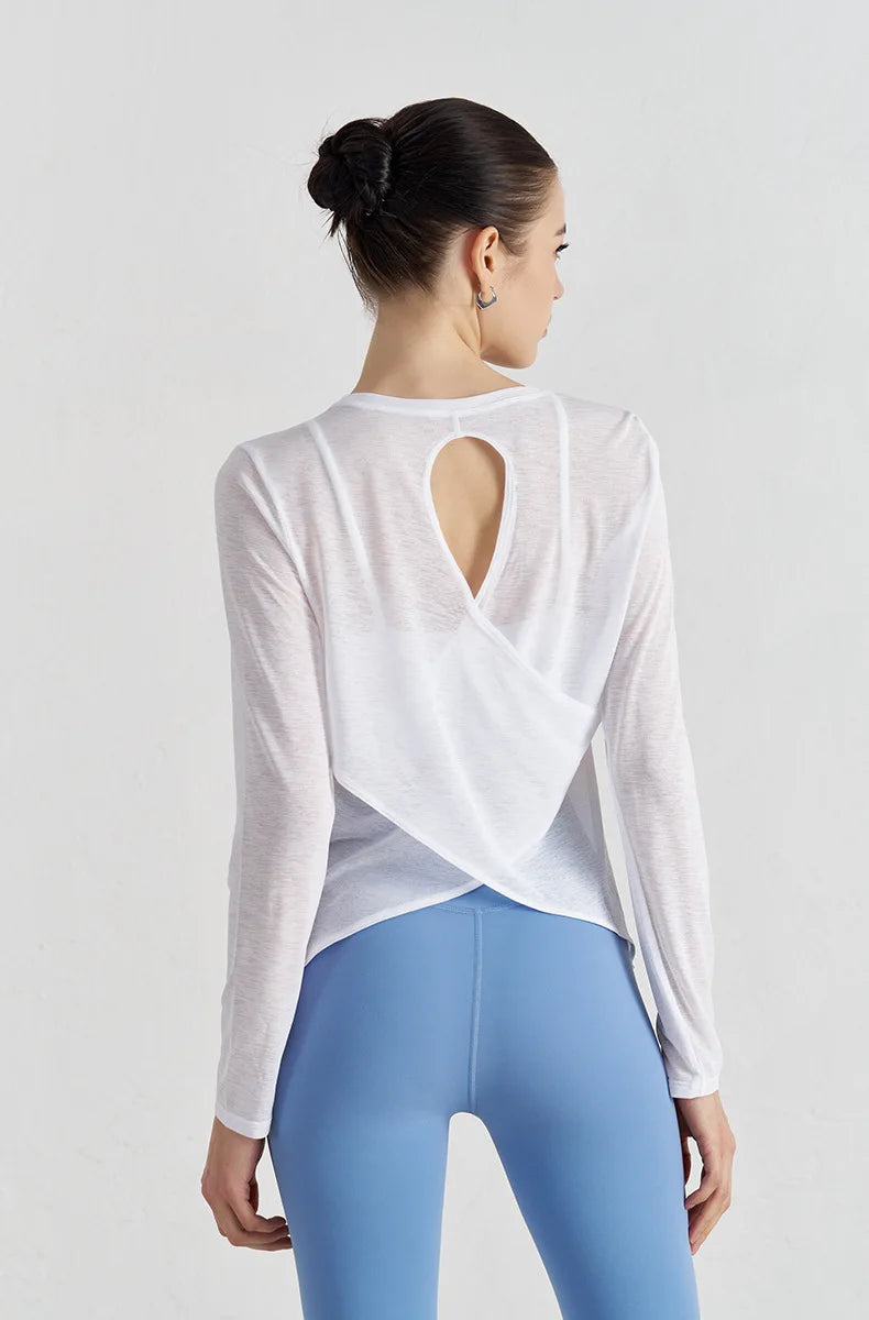 No. 1 Loungewear Top, Long Sleeve, Tear Drop Back, Loose, Yoga