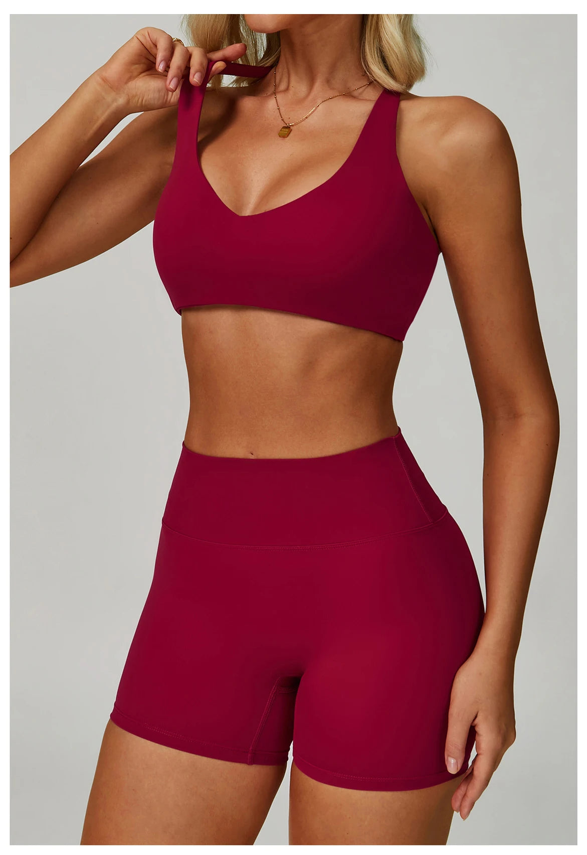 No. 6 Sports Bra, Classic Fit, Racerback, V- Neck, Dry Fit, High Compression, Shock Absorption