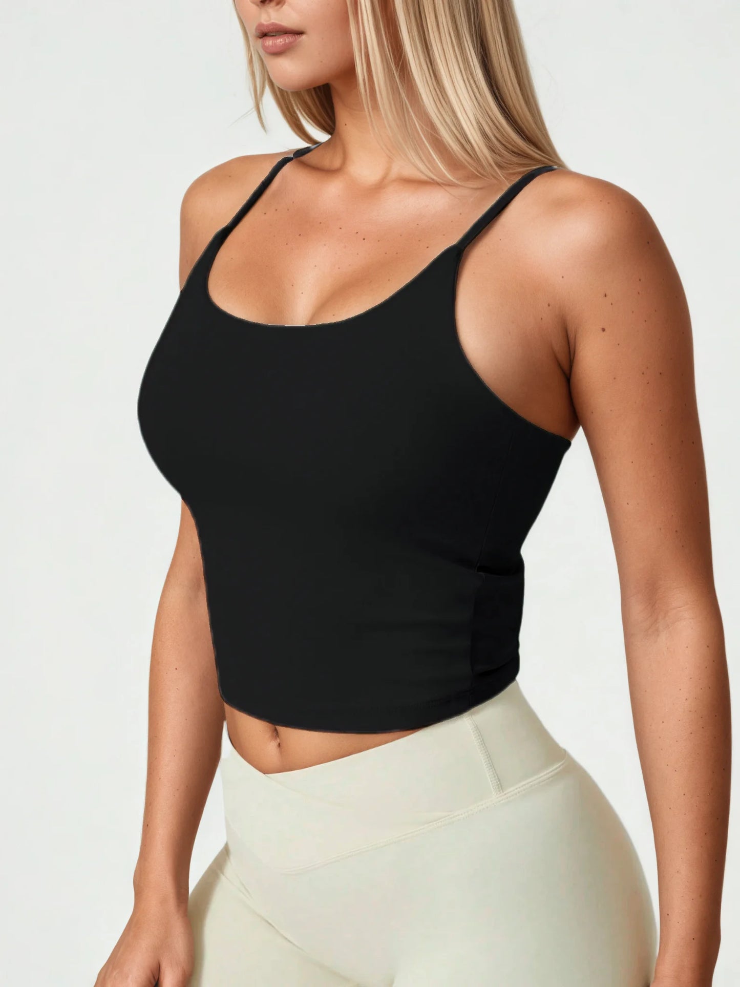 No. 8 Tank Top, Casual, Scoop Neckline, Buttery Feel, Delicate Straps, Waist Length