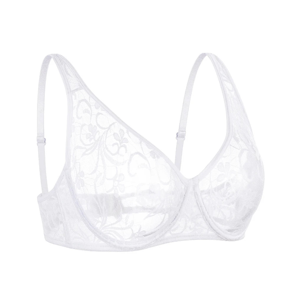 No. 5 Lingerie Bra, Sheer Bralette, French Lace, Intentionally Sheer, Adjustable