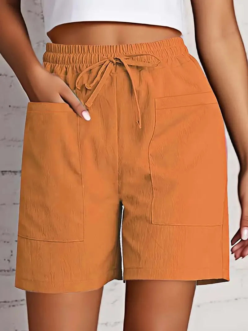 No. 2 Shorts, High-Waist, Mid-Thigh, Loose Fit, Front Flat Pockets With Draw String, Casual
