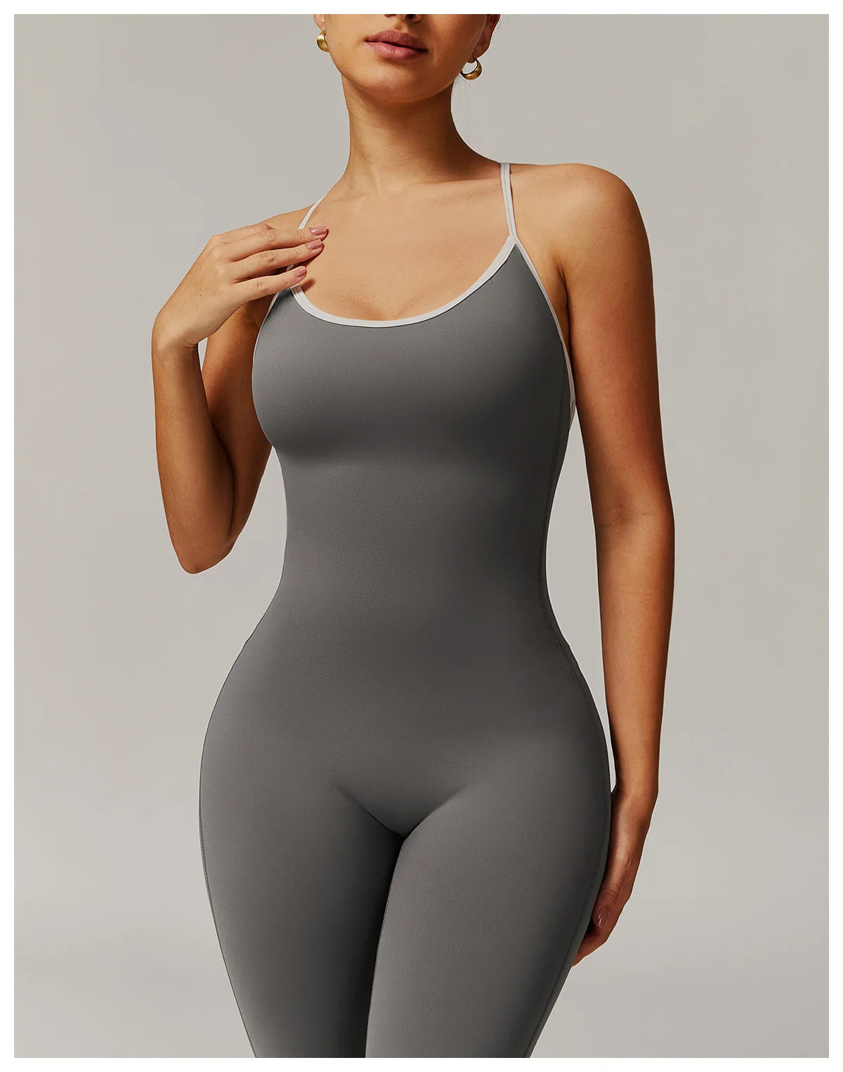 No. 5 Bodysuit, V-Back With Cross Back Straps, Flare Pant, Spaghetti Strap, Scoop Neck