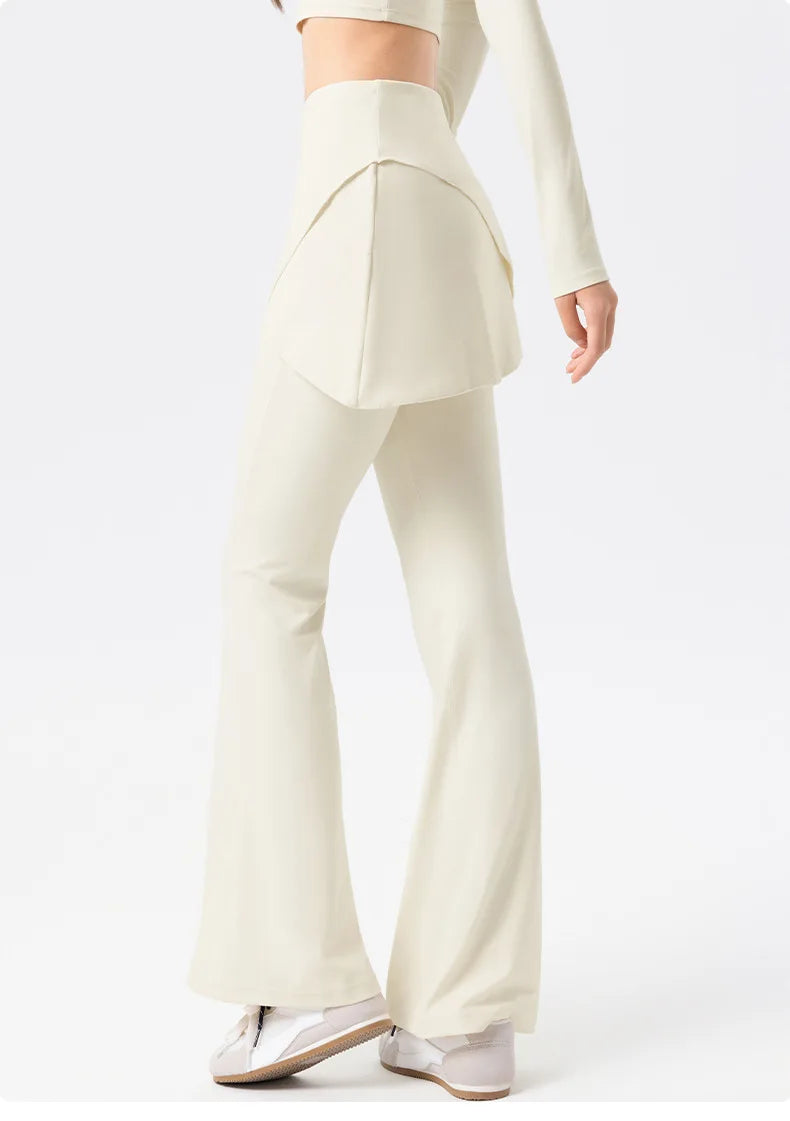 No. 8 Legging, 1 PC, Faux Wrap Skirt With Flare Legging, High-Waist, Dry Fit, Non-Restrictive, Casual